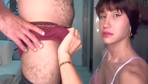 I fucked a hot shemale with a huge ass on my work desk