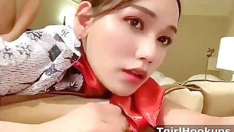 Asian milf rides her partner's hard dick for her mouth