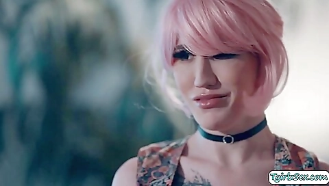 Tattooed redhead loves to ride and lick her asshole