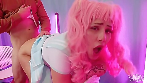 Sexy redhead babe with a nice ass and a tattoo is fucked