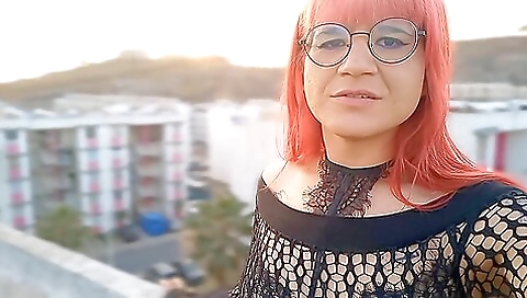 Big booty tattooed babe getting rimmed on the rooftop