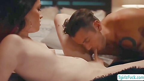 Horny brunette slut sucking cock and giving it a good handjob