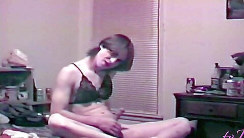 Sexy black stockings and white dress for a gorgeous brunette