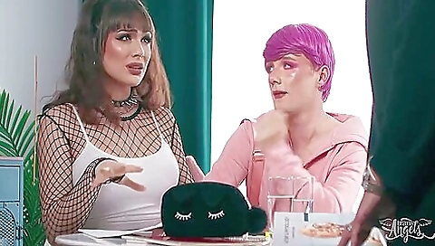 Horny brunette slut gets her tight pussy drilled and ass stretched